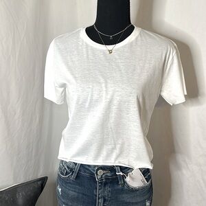 NWT Next Level Crop Tee - white